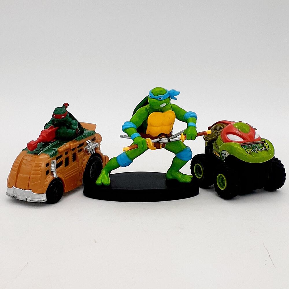Teenage Mutant Ninja Turtles Figure Lot Leonardo Raphael Van Truck Monster Car